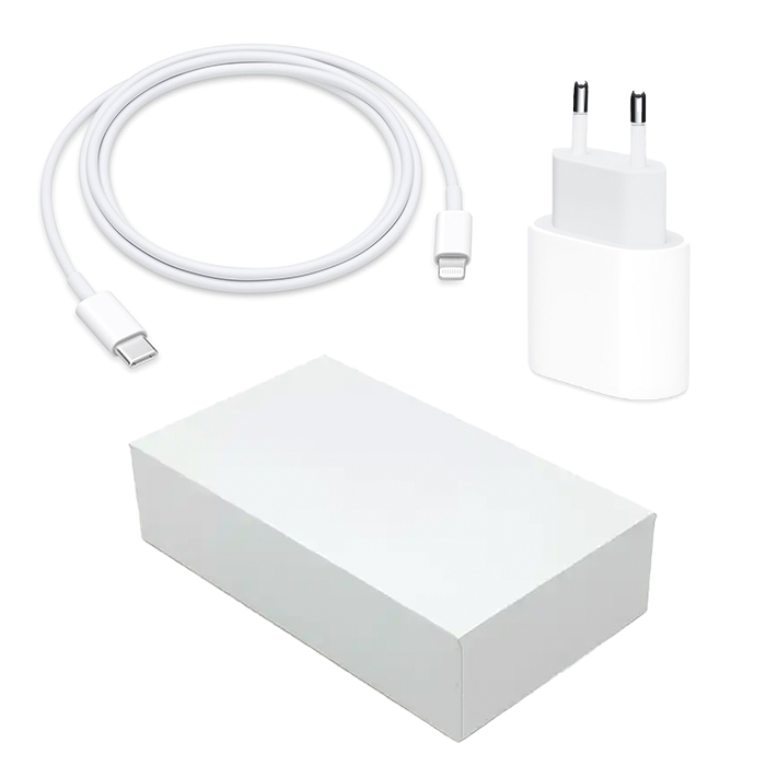 kit scatola e cavo di ricarica usb-c / Lightning per iPhone e alimentatore